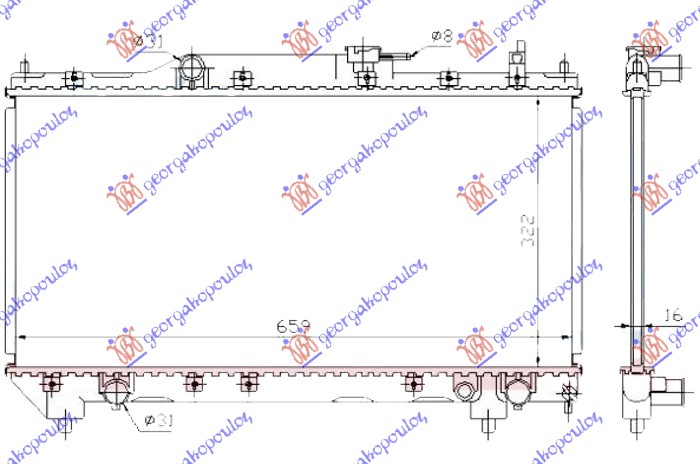 HLADNJAK MOTORA 1.6/1.8CC (+/-AC) (32.5x66) -00 (KOYO)