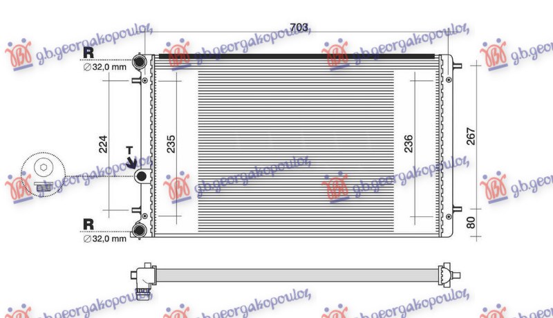 HLADNJAK MOTORA 1.4/1.6i 16V - 1.9 TDI (+/-AC) (65x37.8) (NRF)