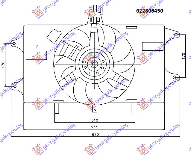 VENTILATOR KOMPLET (1.2 BENZIN) - A/C