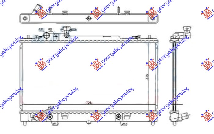HLADNJAK MOTORA 1.8/2.0 BENZIN (MANUELNI) (375x730x16) 05- (KOYO)