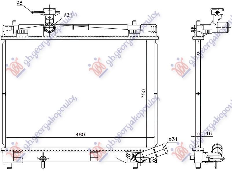 HLADNJAK MOTORA BENZIN 1.33VVT-I (73/74KW) (350x480) 09-11 (VALEO)