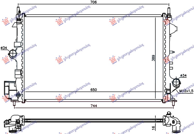 HLADNJAK MOTORA 1.6/1.8i 16V BENZIN (Z16/18XER) (65x40.5) (VALEO)