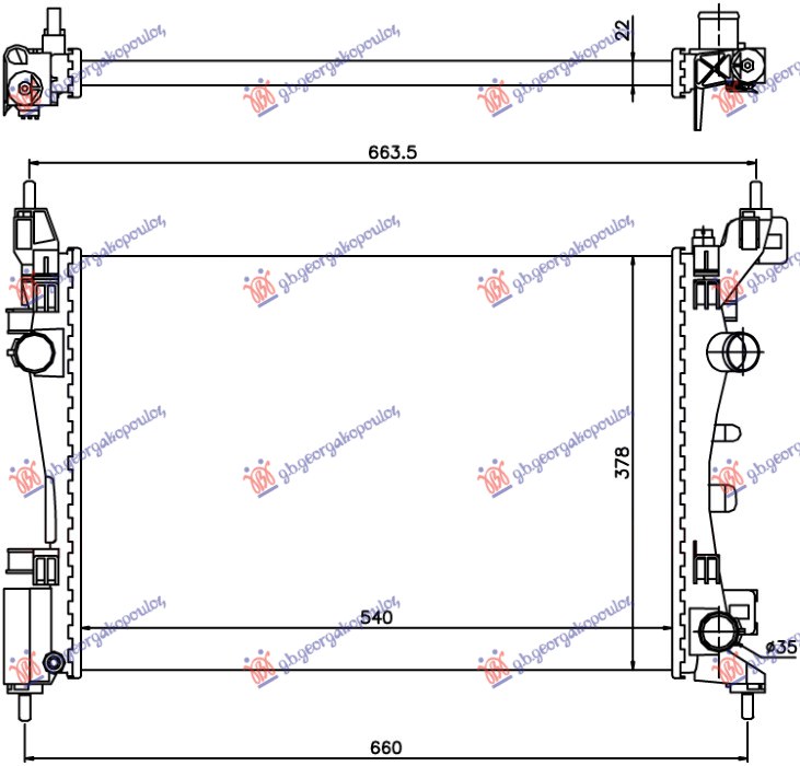 HLADNJAK MOTORA BENZIN (+/-AC) (54x37.5) (NRF)