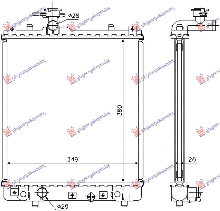 HLADNJAK MOTORA 1.0/1.2 BENZIN (MAN) (375x380x34) (OTVOREN SISTEM) (MEHANICKI SP