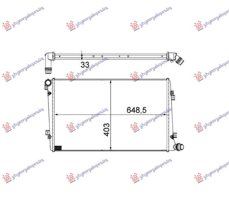 HLADNJAK MOTORA 1.9/2.0 TDi DIZEL (650x400) CEV DIJAGONALNO (LEMLJEN SPOJ) (VALE