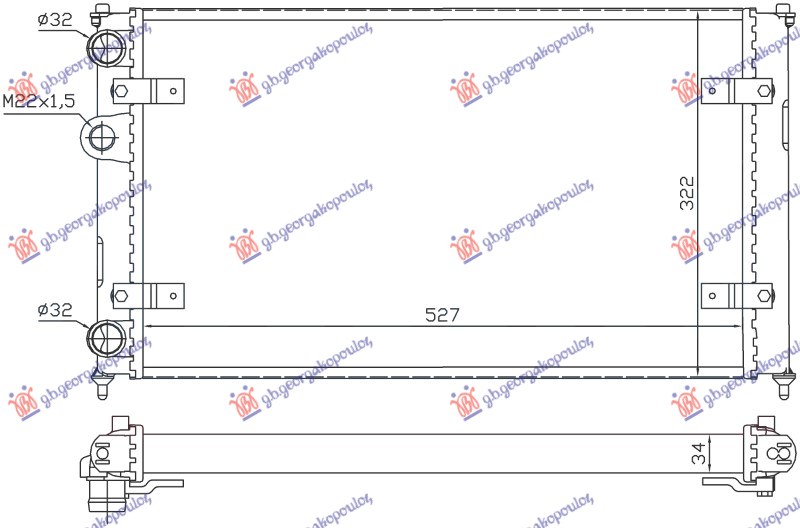 HLADNJAK MOTORA 1.4/1.6 BENZIN - 1.7/1.9 SDi (-AC) (52x32) (NRF)