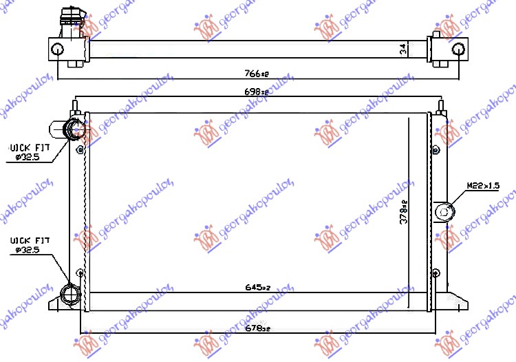 HLADNJAK MOTORA 1.8/2.0i/1.9TDi (63.5x36.6) 2000- (MARELLI)