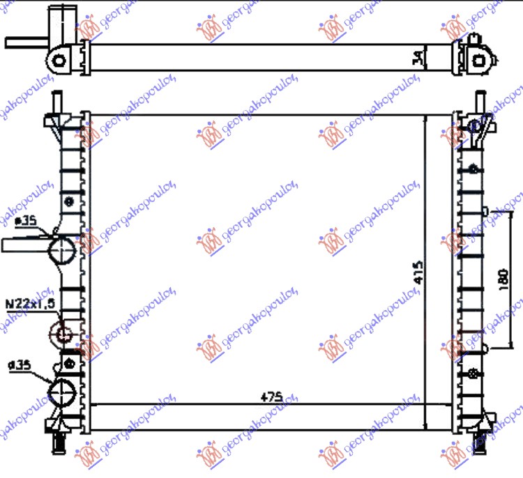 HLADNJAK MOTORA 1.6i (+/-AC) (47.5x41) (VALEO)