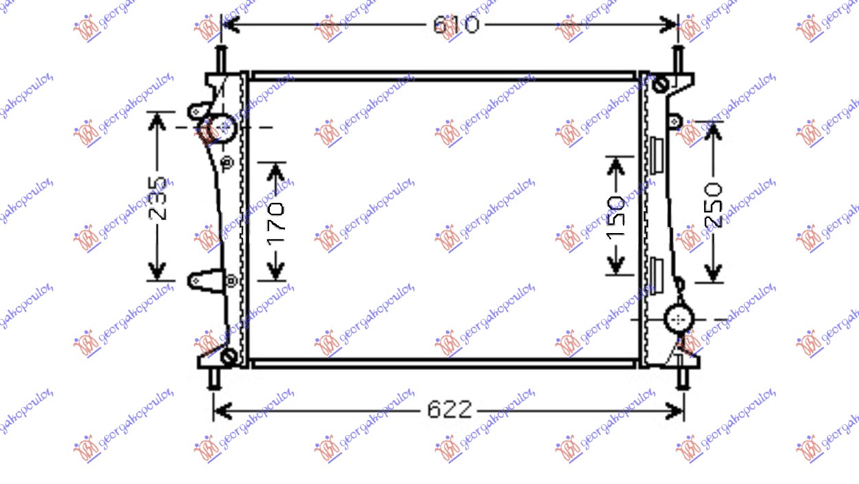 HLADNJAK MOTORA 1.4/2.0 (+AC) (37.5x56.3) SA VENTILOM