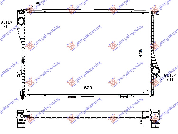 HLADNJAK MOTORA BENZIN (MAN/AUTO) (+/-AC) (65x43.8) (VALEO)