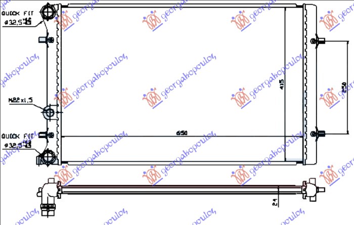 HLADNJAK MOTORA ZA SVE MODELE BENZIN/DIZEL (MANUAL/AUTOMATIC) (+/-AC) (65x41.5) 