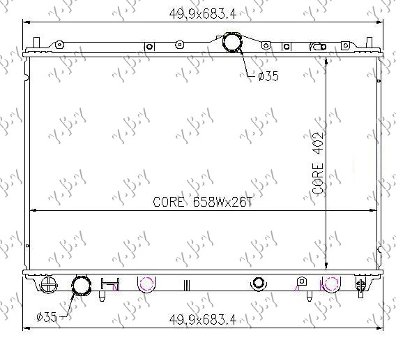 HLADNJAK MOTORA 1.9 TD (40.2x65.5x32)