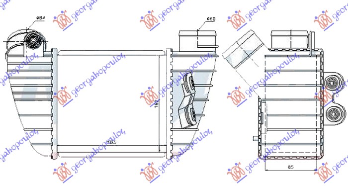 HLADNJAK INTERKULERA 1.8T (S3) (185x165x85) - DESNO