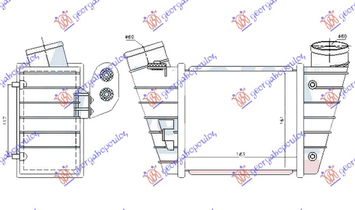 HLADNJAK INTERKULERA 1.8T (S3) (185X165X85) - LEVO