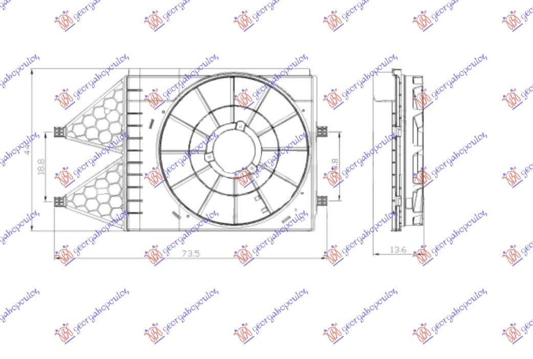 NOSAC VENTILATORA (1.0/1.0/1.2TSI/1.2 12V/ 1.2/1.4/1.6 16V/2.0 - 1.2/1.4/1.6/1.9