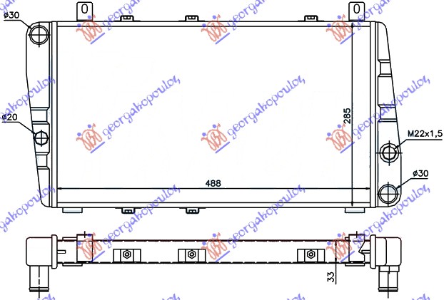 HLADNJAK MOTORA 1.3 BENZIN (-AC) (490x280) (NRF)