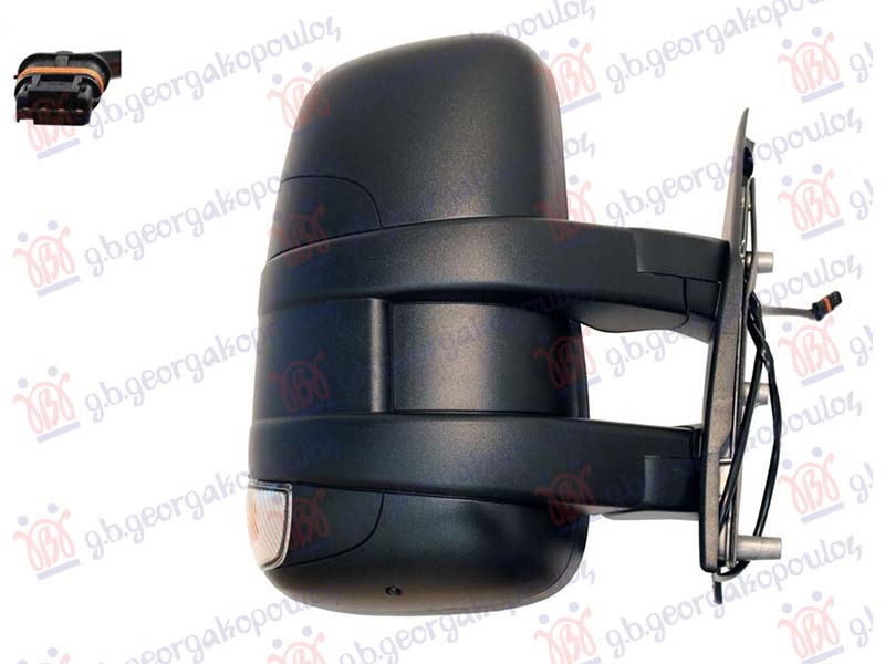 RETROVIZOR MEHANICKI KRATKI (MIGAVAC) (POZICIONO SVETLO 16W) (KONVEKSNO STAKLO)