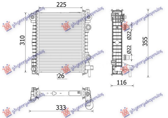 HLADNJAK MOTORA DODATNI 2.0/2.9 BENZIN (225x310x26)