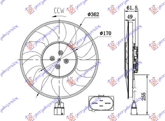 VENTILATOR (MOTOR+ELISA) (2.0-3.0 TFSI BENZIN - 2.0-3.0 TDI DIZEL) (370mm) (400W