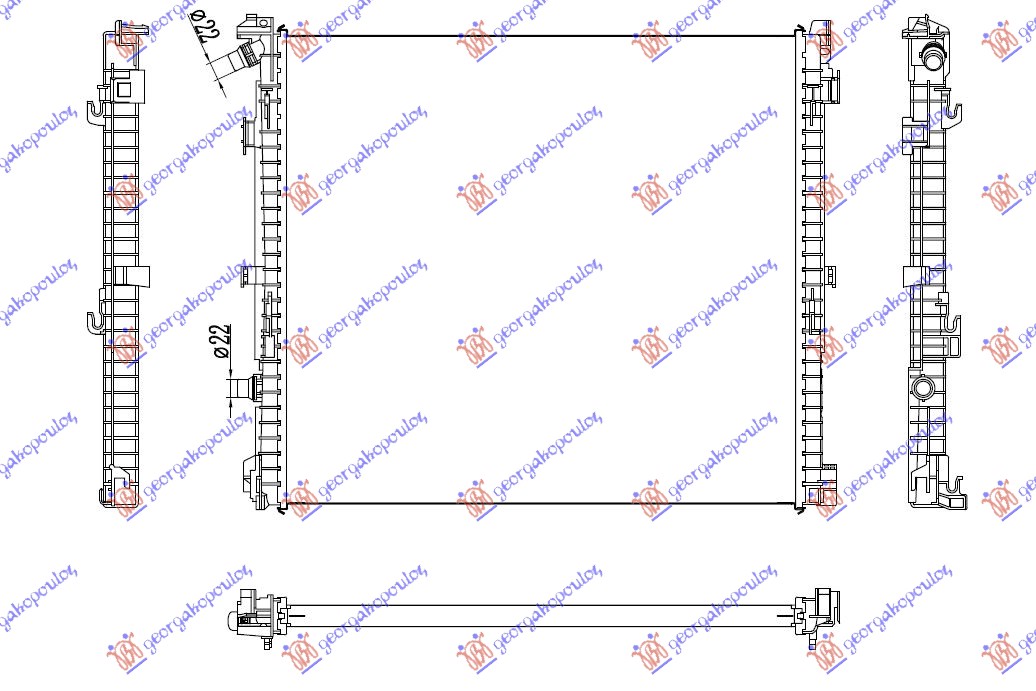 HLADNJAK MOTORA DODATNI 3.0 BENZIN - 2.0 DIZEL (615x564x26) (NRF)