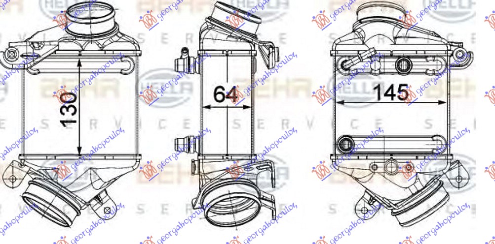HLADNJAK INTERKULERA 4.0/4.4 BENZIN (130x145x64) ( i GT/F07) - DESNO