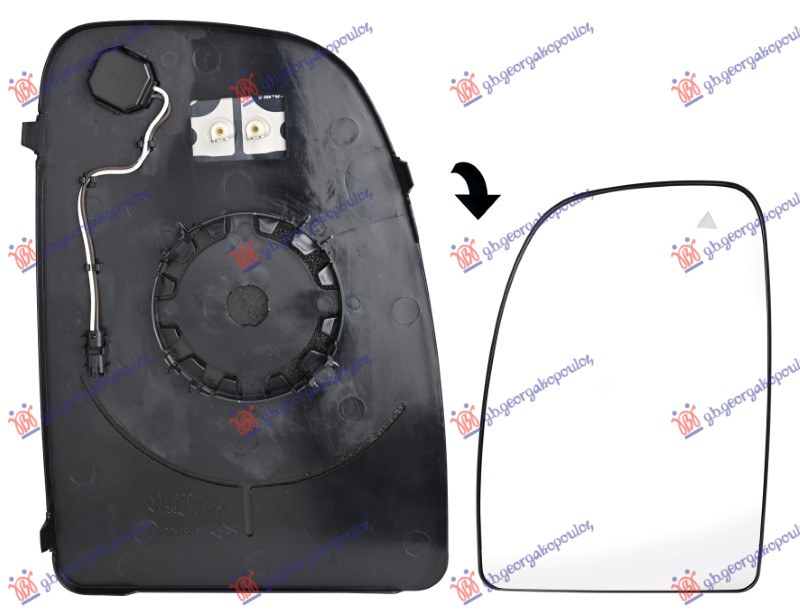 STAKLO RETROVIZORA SA GREJACEM (GORNJI DEO) (MRTAV UGAO) (KONVEKSNO) - LEVO