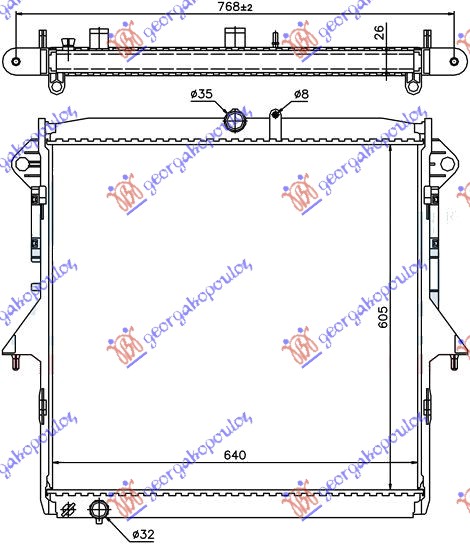 HLADNJAK MOTORA 2.6 BENZIN - 2.5 DTD (+/-AC) (45x63.5x26)