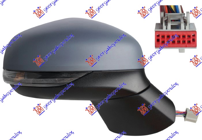 RETROVIZOR ELEK. SA GREJACEM PM (ELEKTRO-SKLOPIV) (MIGAVAC) (SVETLO) (MRTAV UGAO - DESNO