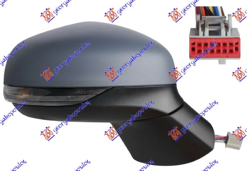 RETROVIZOR ELEK. SA GREJACEM PM (ELEKTRO-SKLOPIV) (MIGAVAC) (SVETLO) (MRTAV UGAO