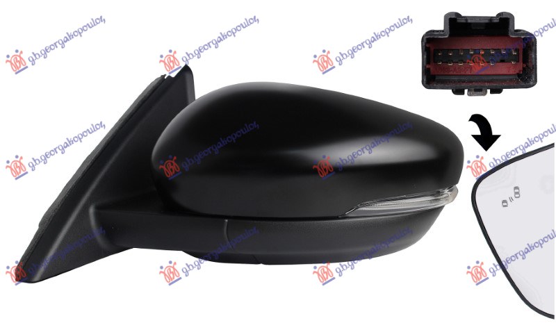 RETROVIZOR ELEKTRICNI SA GREJACEM PM (ELEKTRO-SKLOPIV) (MEMORIJA) (MIGAVAC) (SVE - LEVO