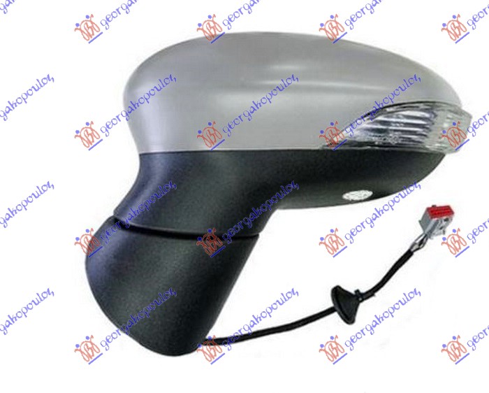 RETROVIZOR ELEKTRICNI SA GREJACEM PM (MIGAVAC) (SVETLO) (8 PIN) (ASFERICNO STAKL - LEVO