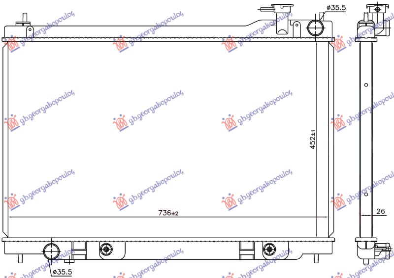 HLADNJAK MOTORA 3.5i 24V (AUTO) (45x72.7x25) (NRF)