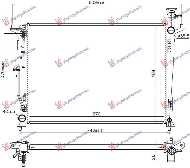 HLADNJAK MOTORA 2.4 BENZIN (AUTO) (670x468) (NISSENS)