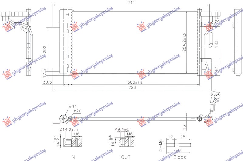 HLADNJAK KLIME 1.6 DIZEL CRDi (588x284) (HALLA TIP)