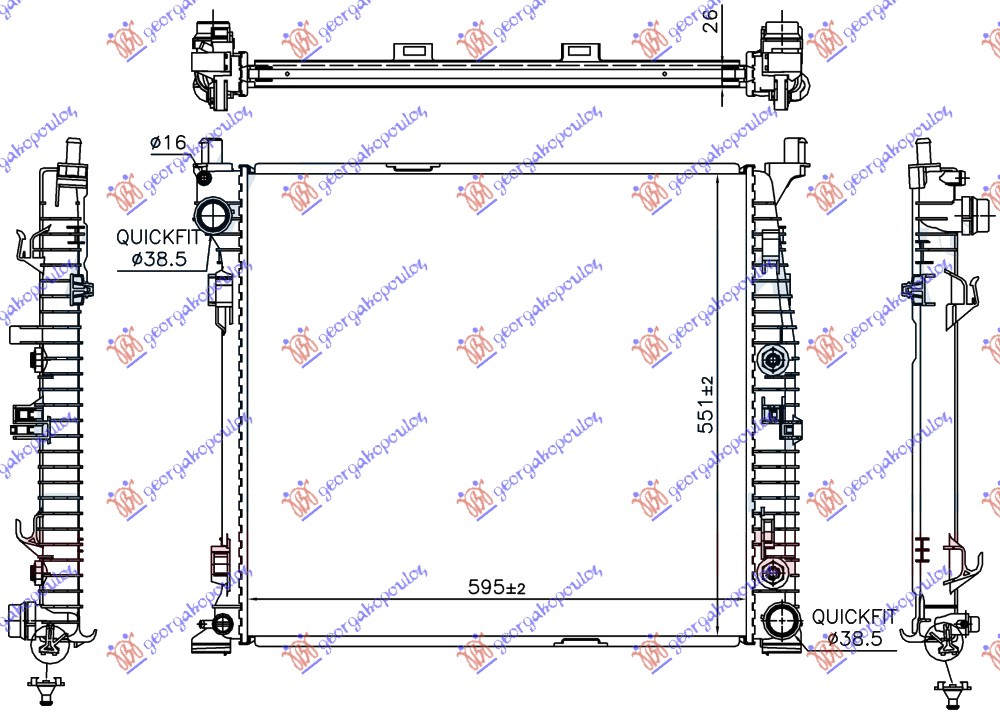 HLADNJAK MOTORA ZA SVE MODELE (595x551x16) (NRF)