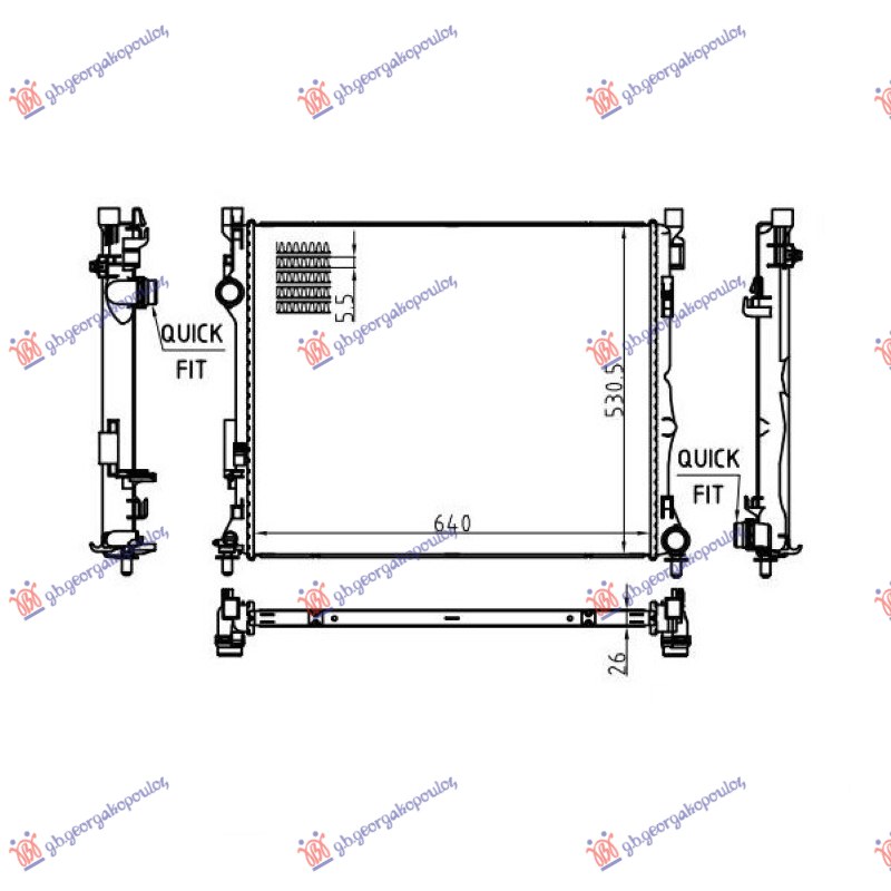 HLADNJAK MOTORA 2.0/3.0 BENZIN/DIZEL - 2.0/2.9 DIZEL/HIBRID (645x523x26) (NRF)