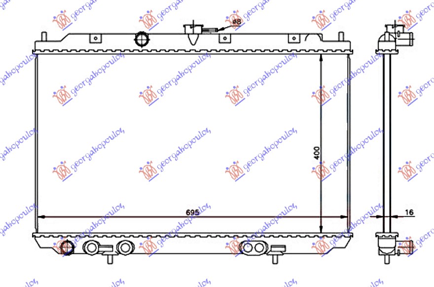 HLADNJAK MOTORA 1.8 BENZIN (MAN) (400x695x16) (NRF)