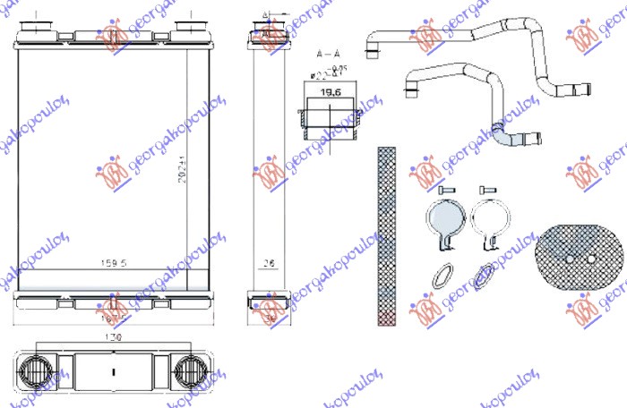 GREJAC KABINE 1.6 DIG TURBO / 1.6i 16V BENZIN - 1.5 dCi DIZEL (202x160x26) (TIP 