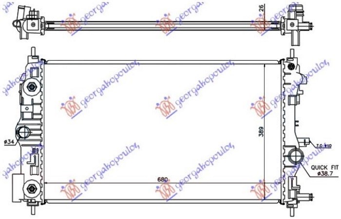 HLADNJAK MOTORA 1.4/1.6 TURBO BENZIN (AUTO) (680x395) (NRF)