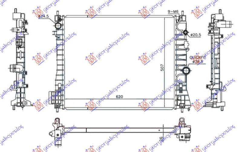 HLADNJAK MOTORA 1.7 DTi/CDTi DIZEL (MAN) (620x510x26) (NISSENS)