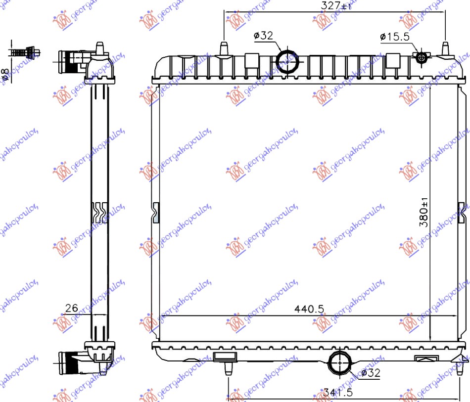 HLADNJAK MOTORA 2.0 Hdi HIBRID DIZEL (380x440x26) (NISSENS)