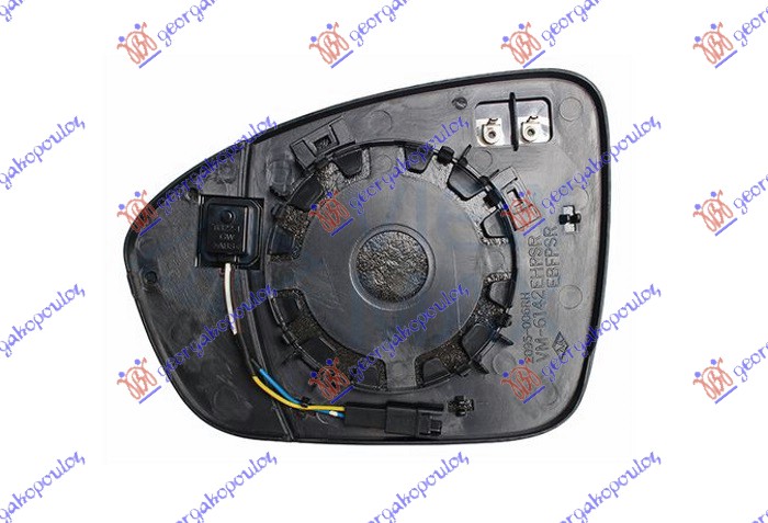 STAKLO RETROVIZORA SA GREJACEM (MRTAV UGAO) (KONVEKSNO) - DESNO