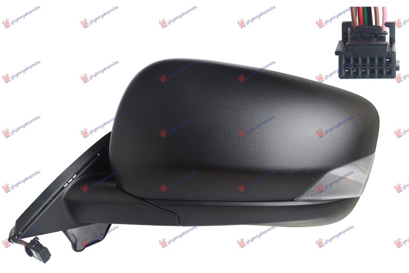 RETROVIZOR ELEKTRICNI SA GREJACEM CRNI (MIGAVAC 5W) (7 PIN) (A KVALITET) (ASFERI - LEVO