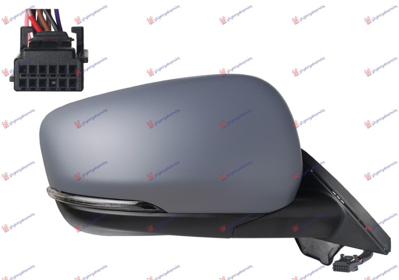 RETROVIZOR ELEKTRICNI SA GREJACEM PM (MIGAVAC LED) (MRTAV UGAO) (SENZOR) (10 PIN - DESNO