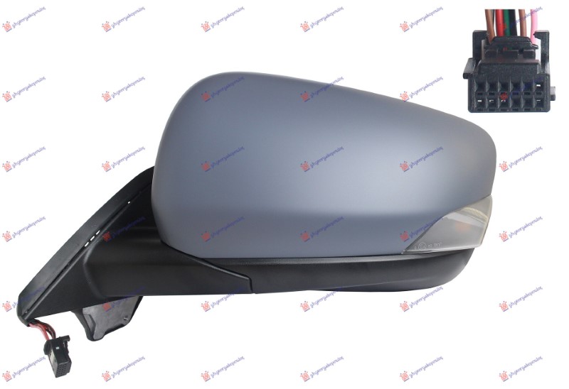 RETROVIZOR ELEKTRICNI SA GREJACEM PM (ELEKTRO-SKLOPIV) (MIGAVAC 5W) (MRTAV UGAO) - LEVO