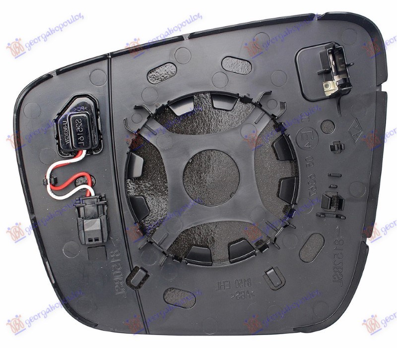 STAKLO RETROVIZORA SA GREJACEM (MRTAV UGAO) (2 PIN) (ASFERICNO) - DESNO