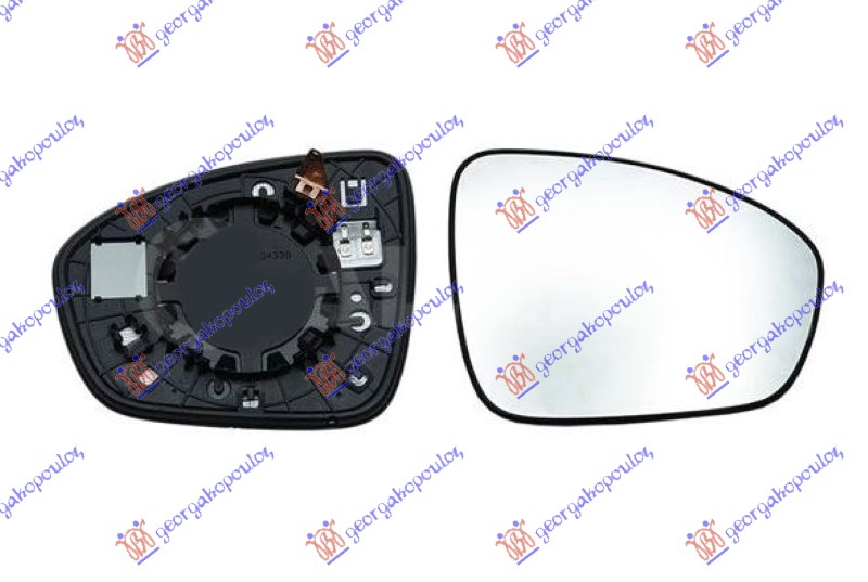 STAKLO RETROVIZORA SA GREJACEM (KONVEKSNO) - DESNO