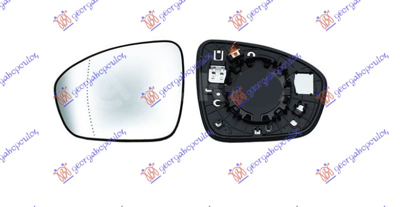 STAKLO RETROVIZORA SA GREJACEM (ASFERICNO) - LEVO