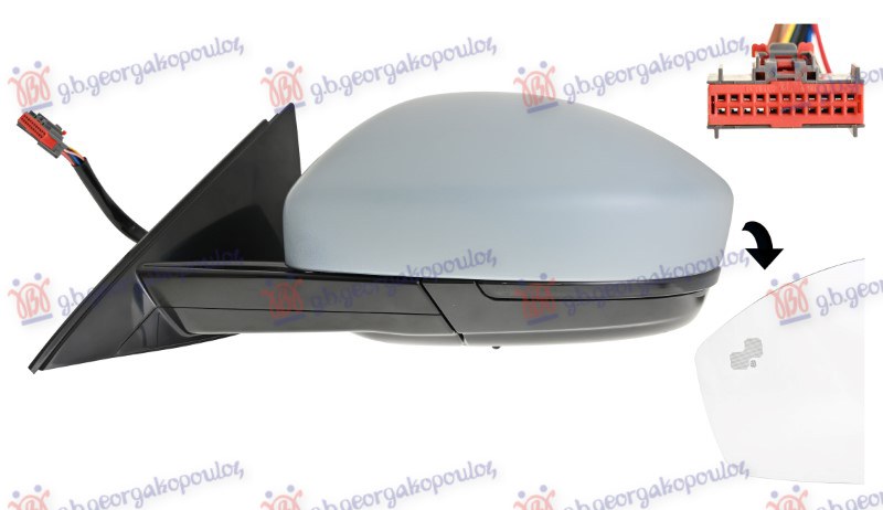 RETROVIZOR ELEK. SA GREJACEM PM (ELEK-SKLOPIV) (MEM) (BEZ SAMOZATAM) (MRT. UGAO)