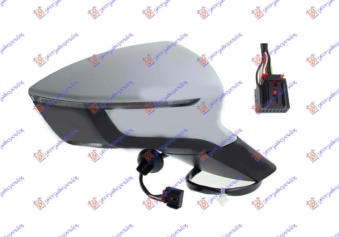 RETROVIZOR ELEKTRICNI SA GREJACEM PM (ELEKTRO-SKLOPIV) (MIGAVAC) (SVETLO) (9 PIN - DESNO